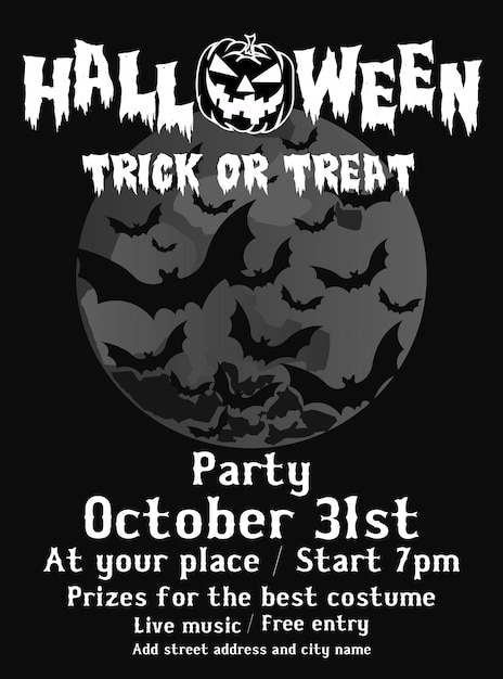 Halloween trick or treat party flyer poster social media post design