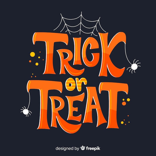 Vector halloween trick or treat with spider web