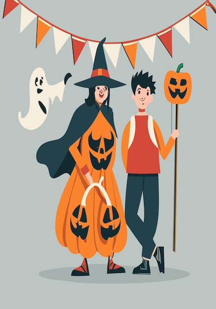 Halloween Trick or Treaters 2D Vector Designs