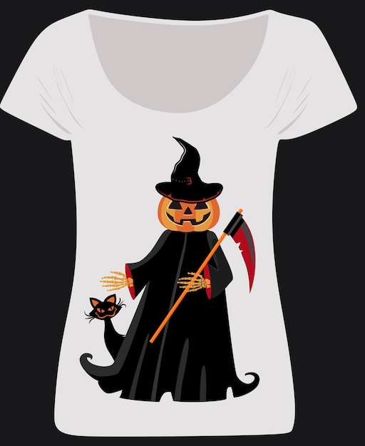 Vettore t-shirt di halloween t-shirt con zucca t-shirt di halloween t-shirt con gatto t-shirt con faccia malvagia halloween