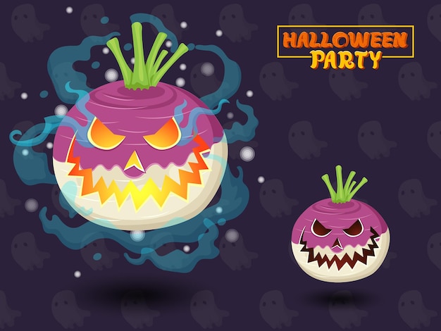 Vector halloween turnips collection in flat design swap your pumpkins for turnips this halloween