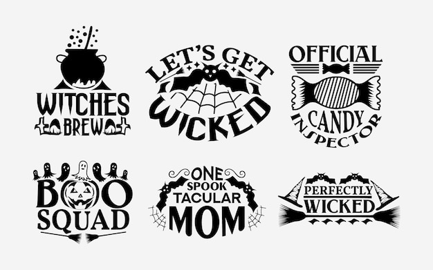 Halloween typographic vector set quotes