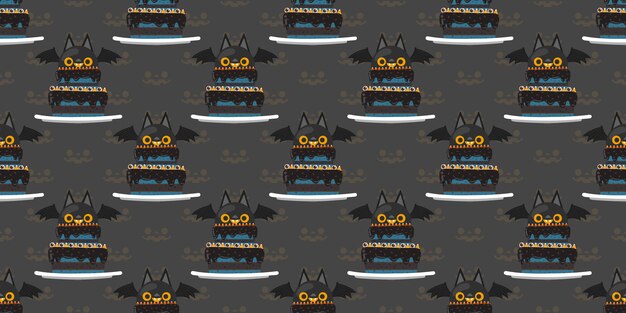 Vector halloween vampire bat cake seamless pattern.