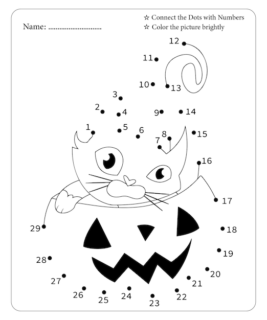 Halloween Van Punt Naar Punt Kleurplaat Voor Kinderen Premium Vector