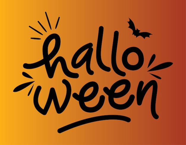 Halloween vector belettering. Vakantiekalligrafie met vleermuis voor spandoek, poster, wenskaart, feest in