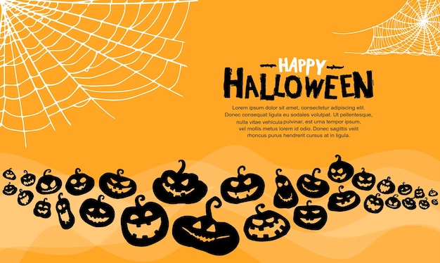 Halloween vector design with pumpkin silhouette on orange background