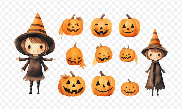 Halloween vector element set transparent isolated generative ai