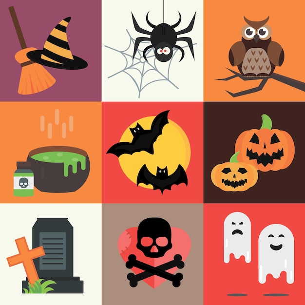 halloween vector icons set