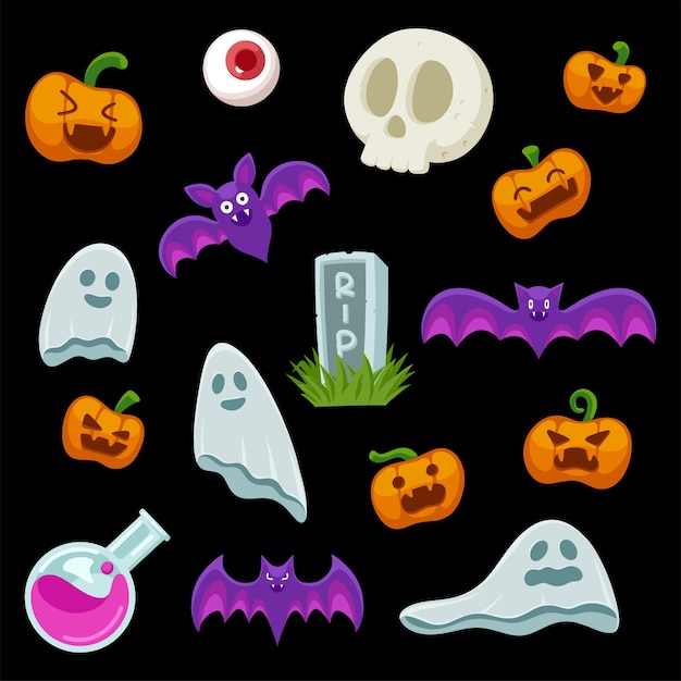 Halloween vector illustration quotes set