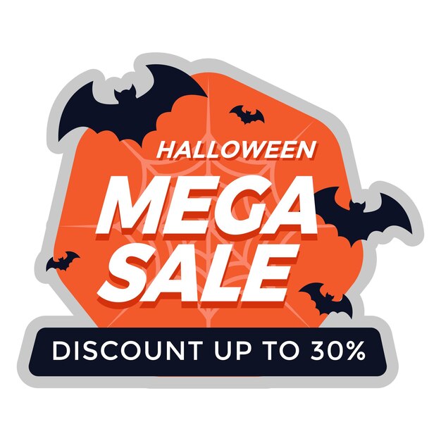 Vettore etichetta di sconto di vendita mega di vettore di halloween con sfondo poligonale