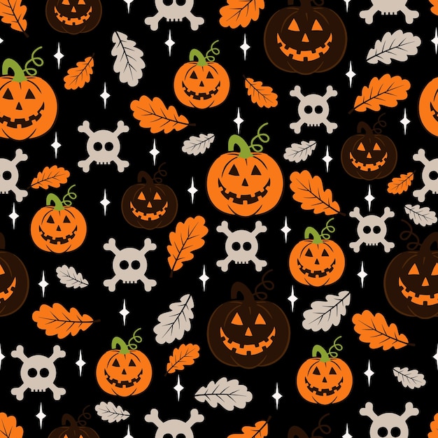 Halloween vector naadloos patroon met pompoen