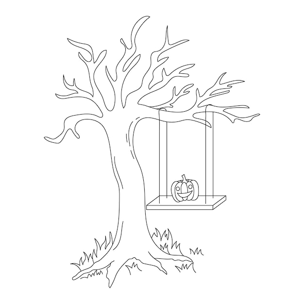 Halloween Vector Outline Illustration Hand drawn vector outline for coloring page