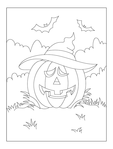 Vettore illustrazione del contorno vettoriale di halloween contorno vettoriale disegnato a mano per la pagina da colorare