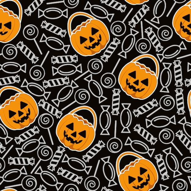 Vector halloween vector seamless pattern with candy