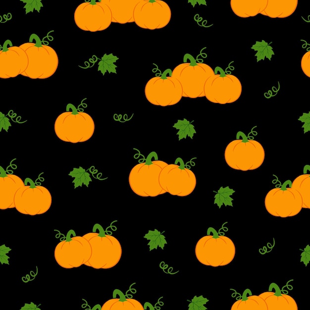 Halloween vector seamless pattern with hat brooms candy and spider