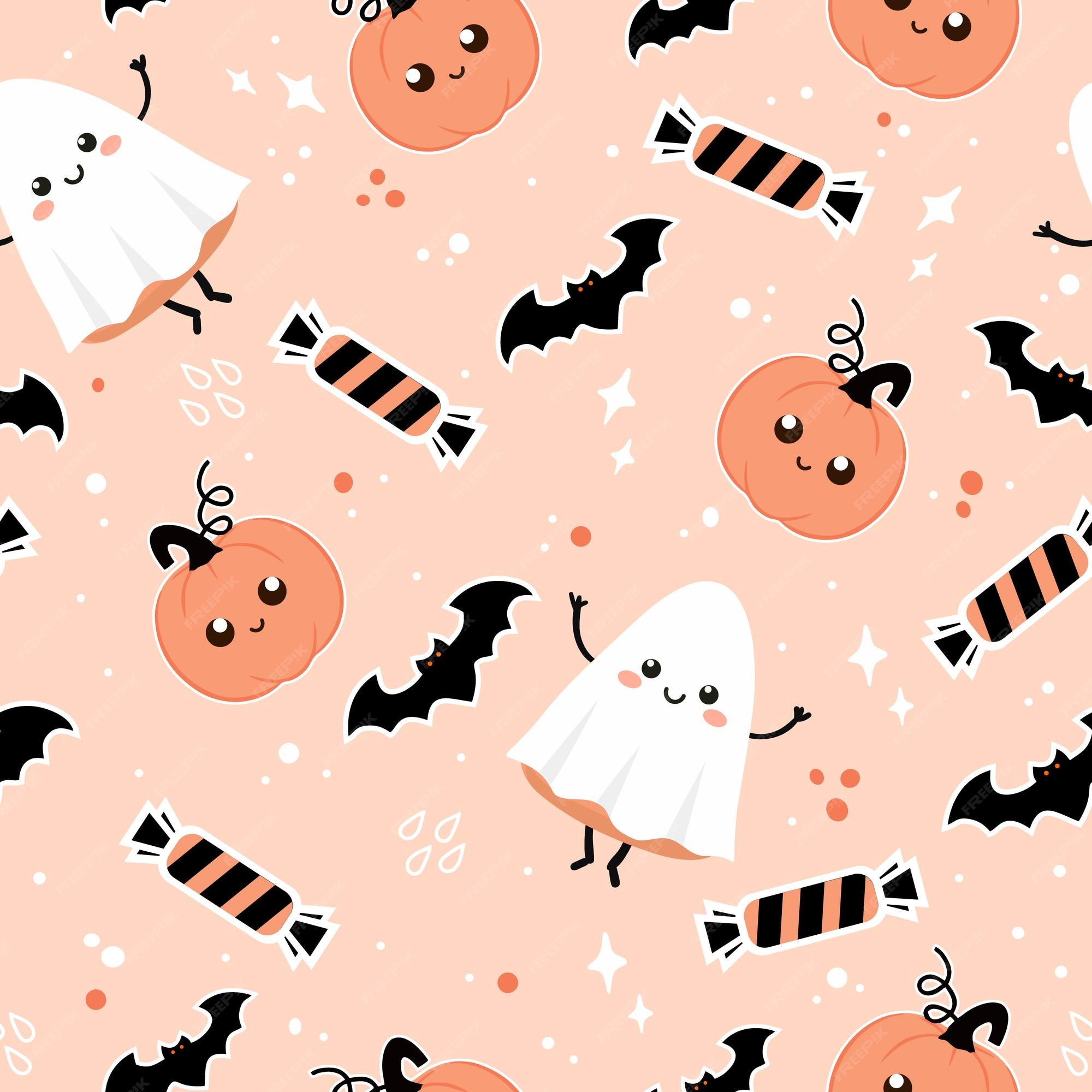 Mẫu nền dễ thương Halloween: Chào mừng Halloween với mẫu nền dễ thương! Thiết kế mẫu nền này có hình ảnh đáng yêu và sử dụng màu sắc rực rỡ, tạo nên một không gian lễ hội vui tươi.