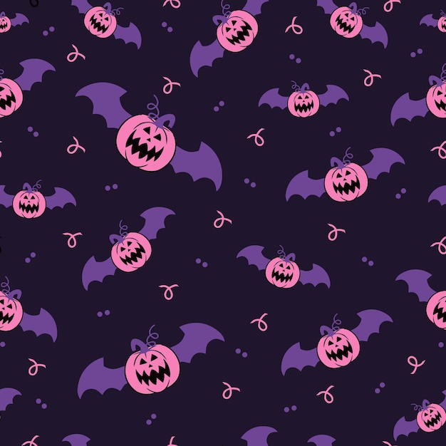 Vector halloween vector seamless pattern with pumpkin