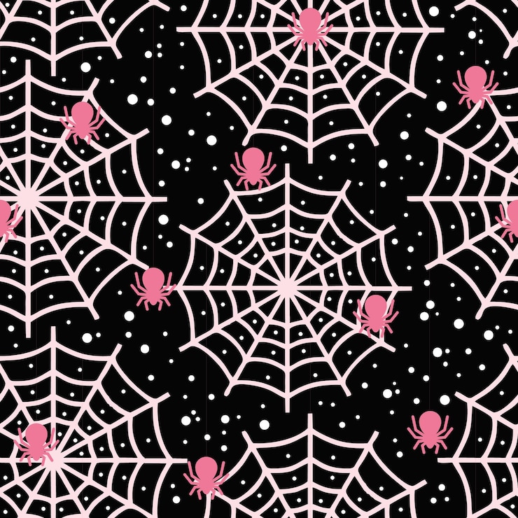 Vector halloween vector seamless pattern with spider and spider web