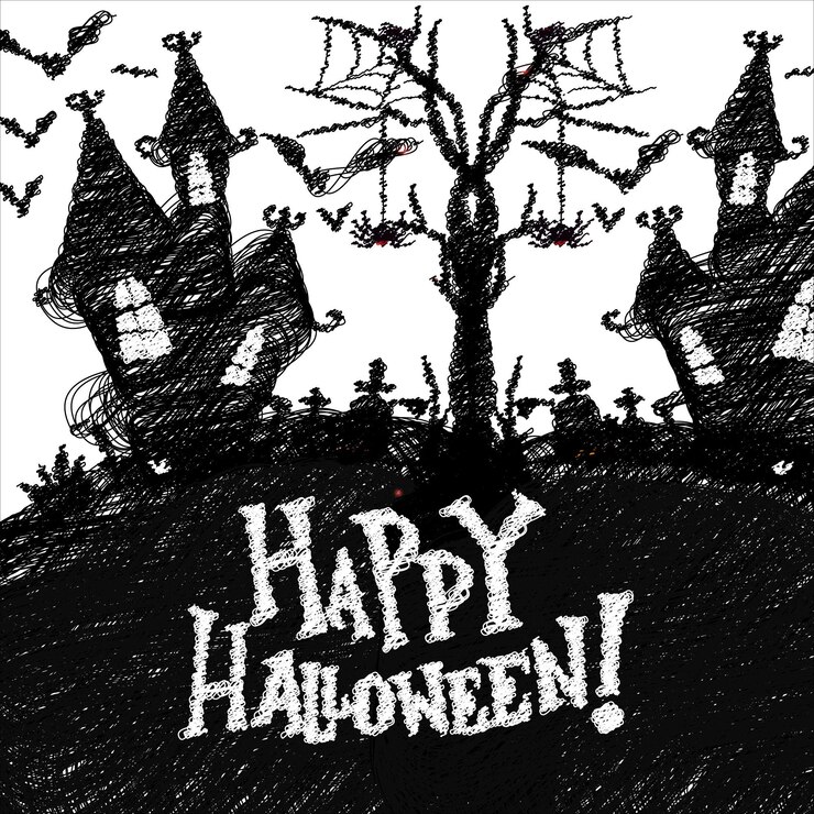 Halloween vector sketch illustration scribble art