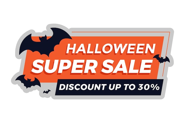 Vettore sconto sull'etichetta di sconto super vendita di halloween vettoriale fino al 30 percento