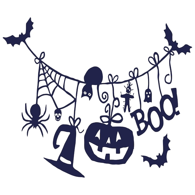 Halloween vectors illustrations emojis and patterns