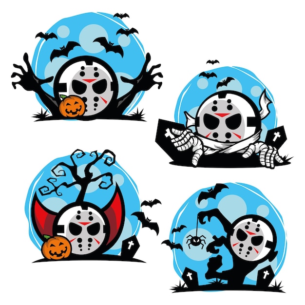 Halloween vectors illustrations emojis and patterns