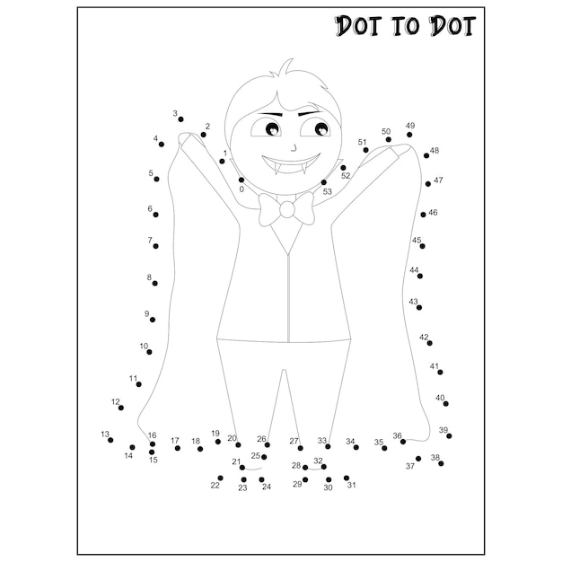 Vector halloween verbind de stippen activiteiten - halloween dot to dot