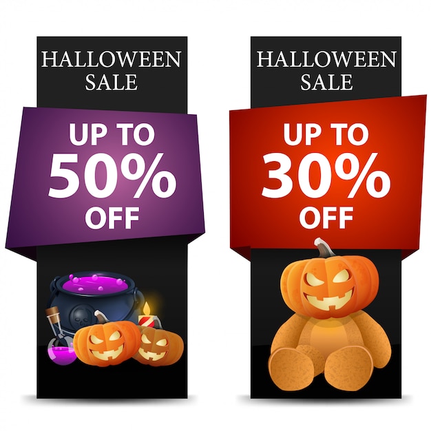 Halloween-verkoop, kortings verticale zwarte banner