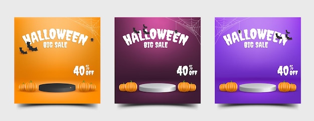 Vector halloween verkoop social media post sjabloonontwerp