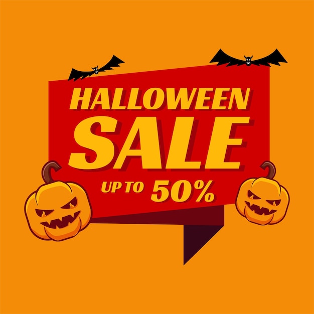Halloween verkoop teken banner sjabloon ontwerp vector