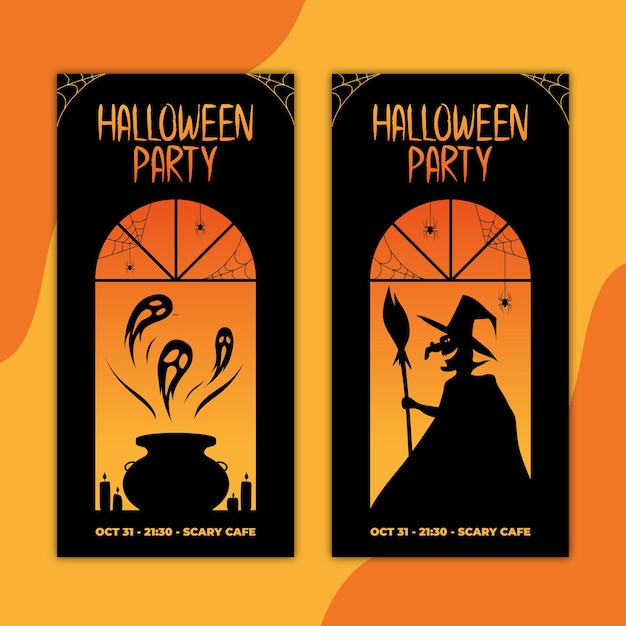 Halloween verticale banners. Heks en geesten. Halloween feest.