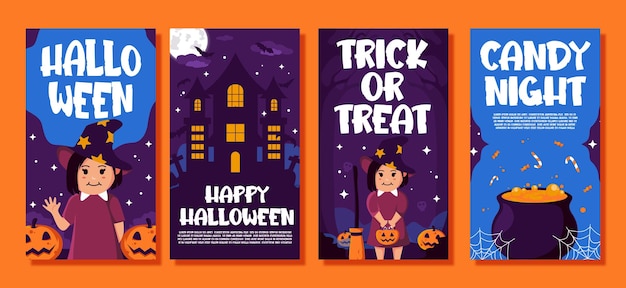 Vector halloween viering instagram verhalen collectie