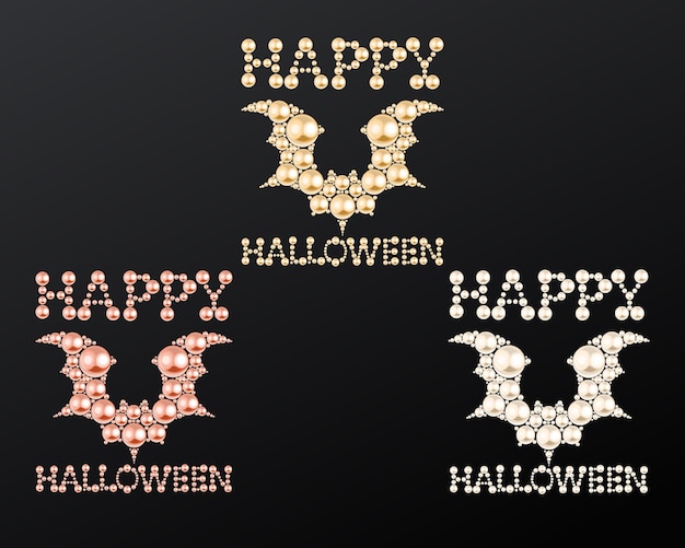 Halloween vleermuis vector set gemaakt met parel