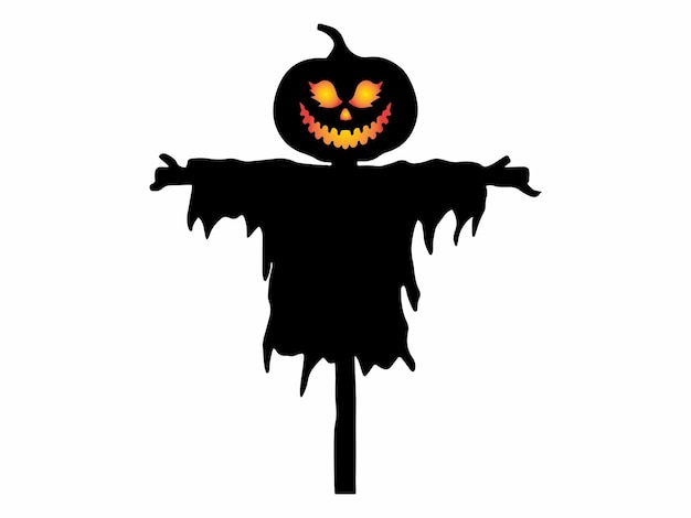 Vector halloween vogelverschrikker met silhouet illustratie