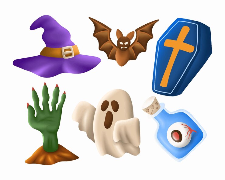वेक्टर halloween watercolor elements set