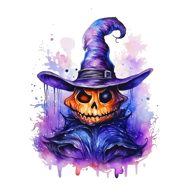 Хэллоуин акварельная краска художественная иллюстрация