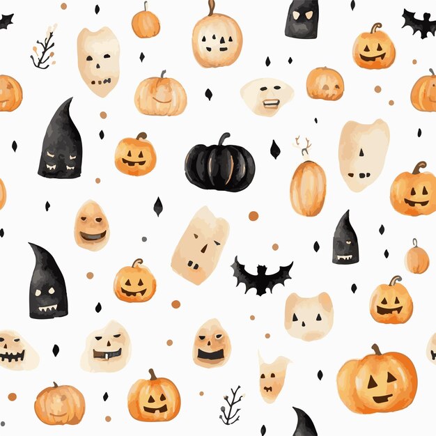 Halloween watercolor seamless pattern