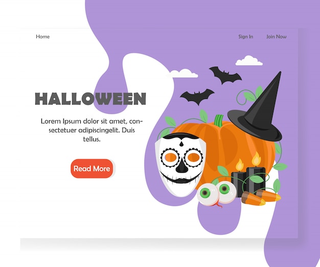 ハロウィーンのウェブサイトのランディングページテンプレート