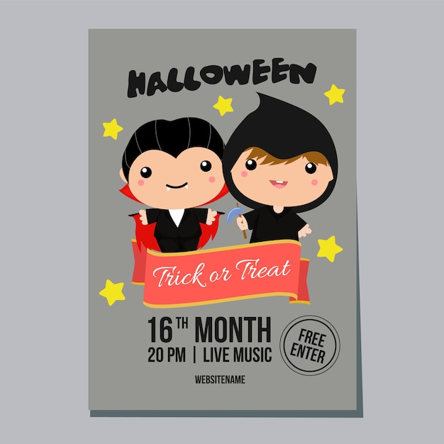 Manifesto di settimana di halloween con bambini costume reaper torvo