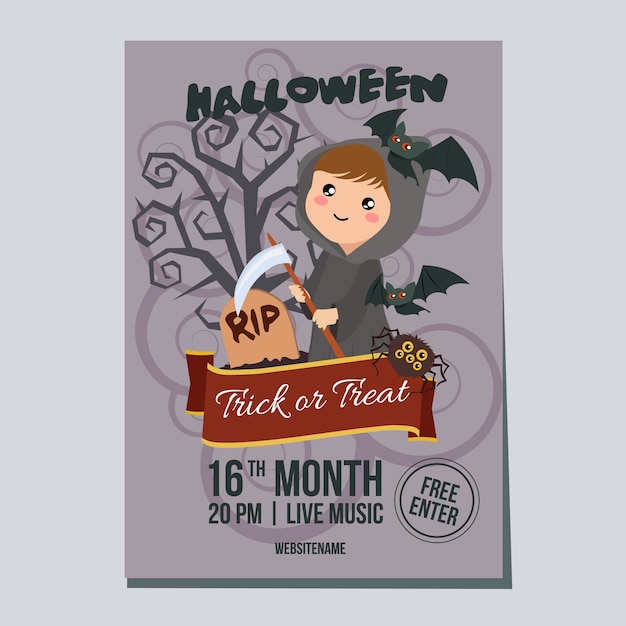 Halloween-weekaffiche met onverbiddelijk maaimachinemeisje