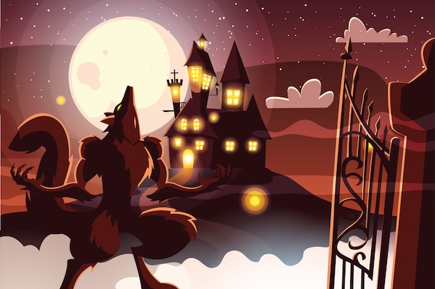 Halloween werewolf cartoon