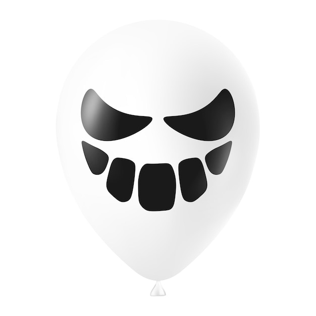 Иллюстрация белого шара хеллоуина с страшным и смешным лицом