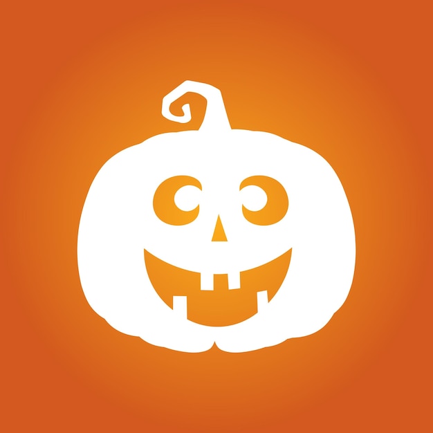 Halloween white scary pumpkin in flat style Holiday cartoon concept Holiday icons concept