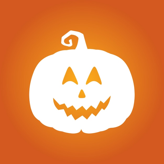 Zucca spaventosa bianca di halloween in stile piatto concetto di cartoni animati per le vacanze concetto di icone per le vacanze