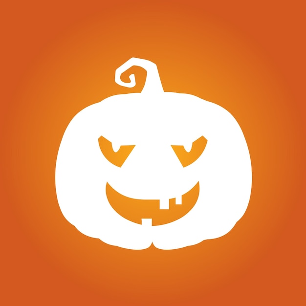 Halloween white scary pumpkin in flat style Holiday cartoon concept Holiday icons concept