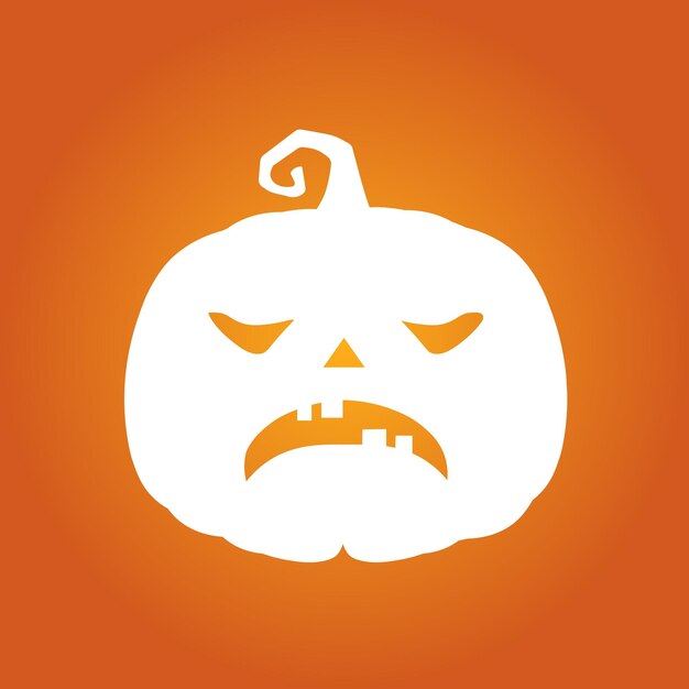 Halloween white scary pumpkin in flat style Holiday cartoon concept Holiday icons concept