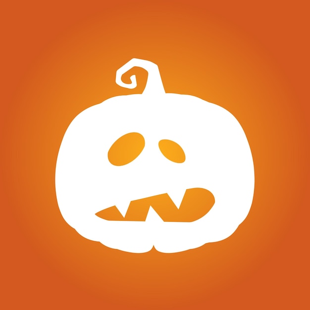 Halloween white scary pumpkin in flat style Holiday cartoon concept Holiday icons concept