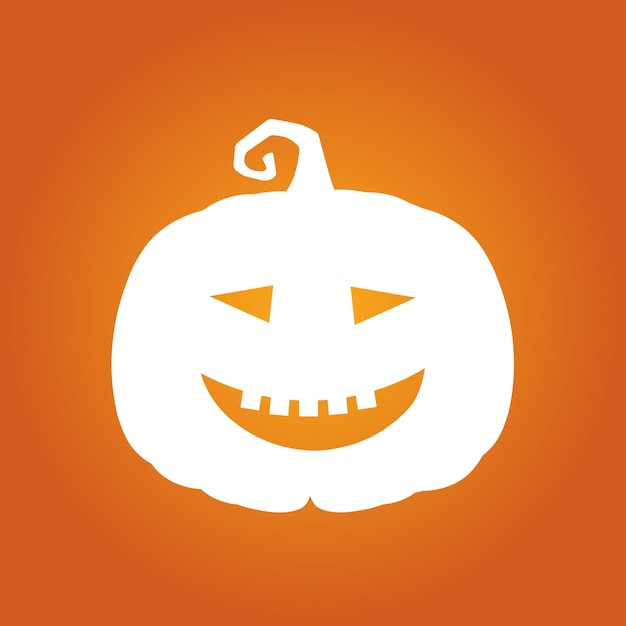 Halloween white scary pumpkin in flat style Holiday cartoon concept Holiday icons concept