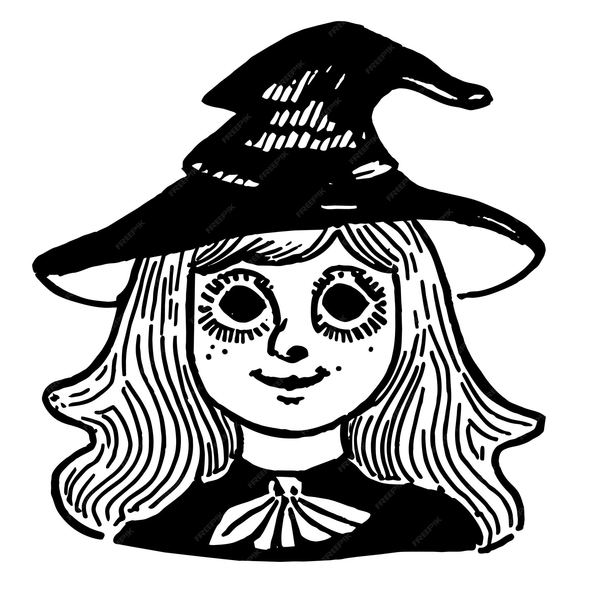 Premium Vector  Halloween witch girl twitch scarecrow hand drawn cartoon  sticker icon concept isolated illustration