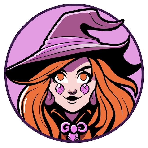Halloween witch girl twitch scarecrow hand drawn cartoon sticker icon concept isolated illustration